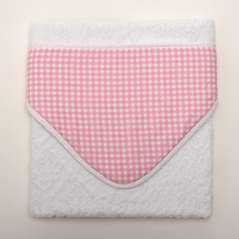 Toalha c/ Capuz Vichy Cor-de-Rosa