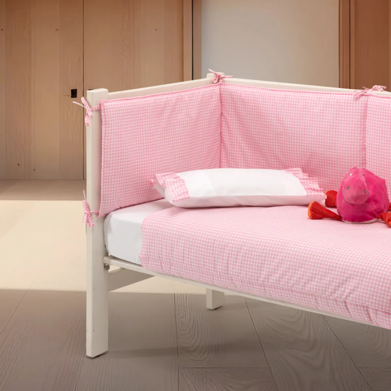 Edredão Berço Vichy Cor-de-Rosa