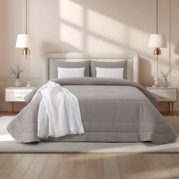 Edredão Favão Favo de Mel Cinzento