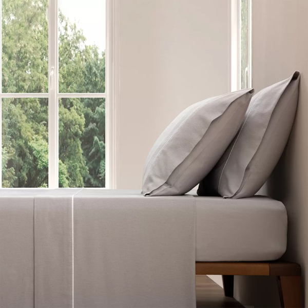 Jogo de Lençóis de Flanela Liso Cinzento