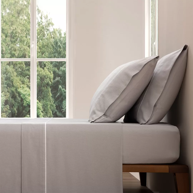 Jogo de Lençóis de Flanela Liso Cinzento